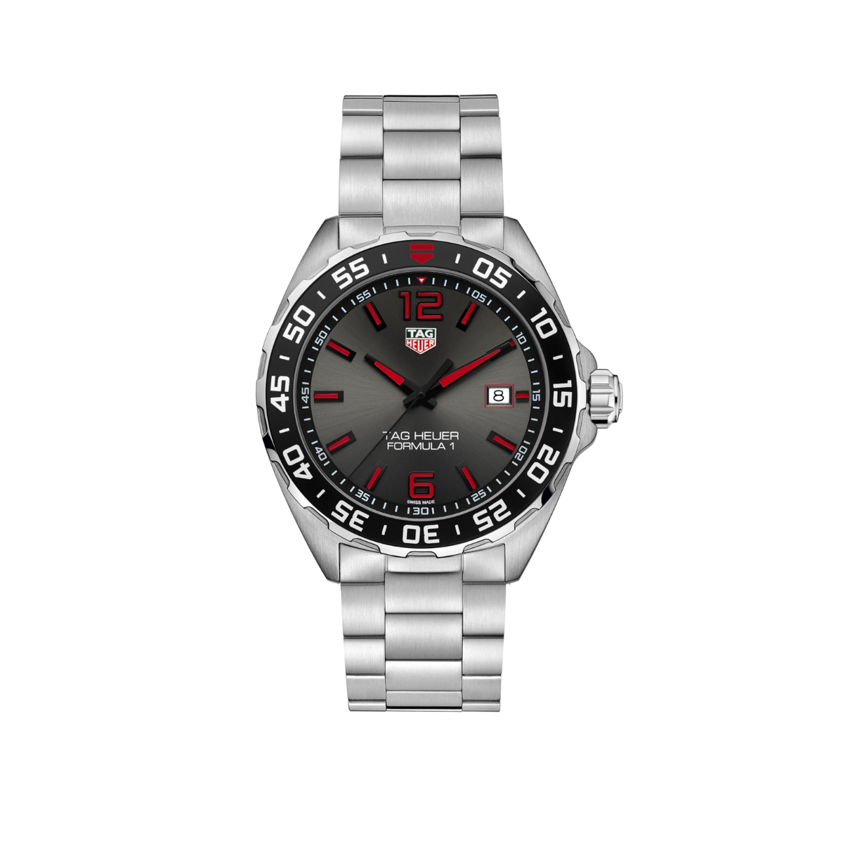 Relógio T.H Formula 1 Date Fundo Preto Ponteiro Vermelho