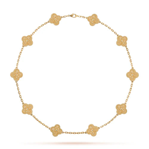 Conjunto Alhambra Trevo Colar 10 Trevos e Pulseira Discovery - Ouro 18K