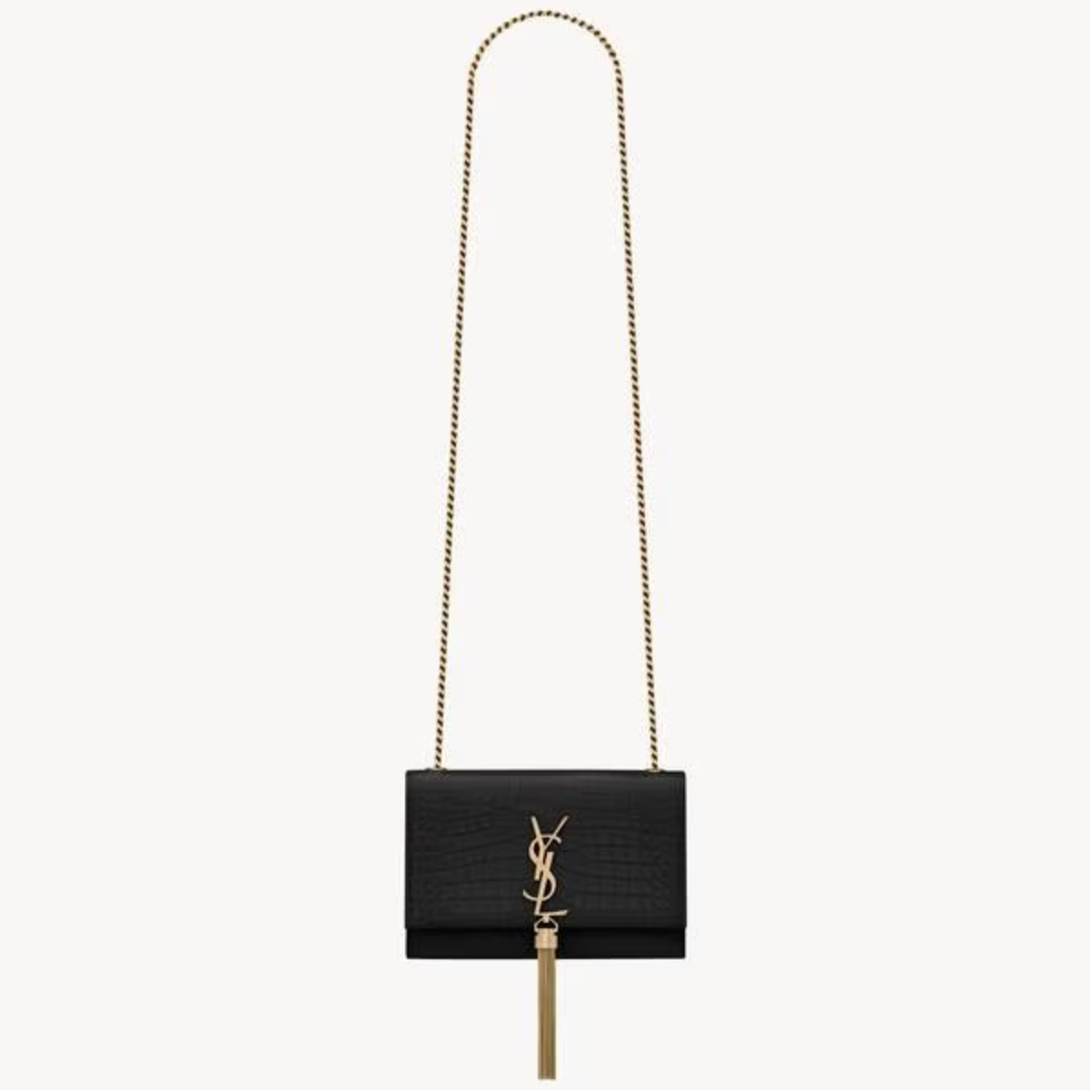 Bolsa YSL Kate Pequena detalhe Cassandre Couro Crocodilo
