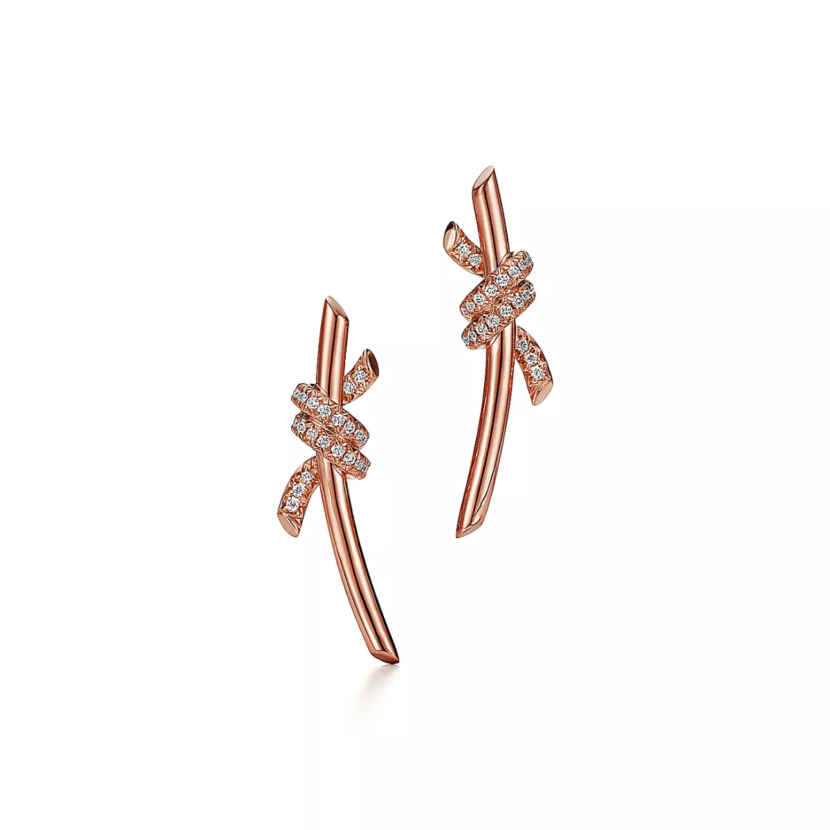 Brinco Knot Nó Cravejado Médio - Ouro Rose