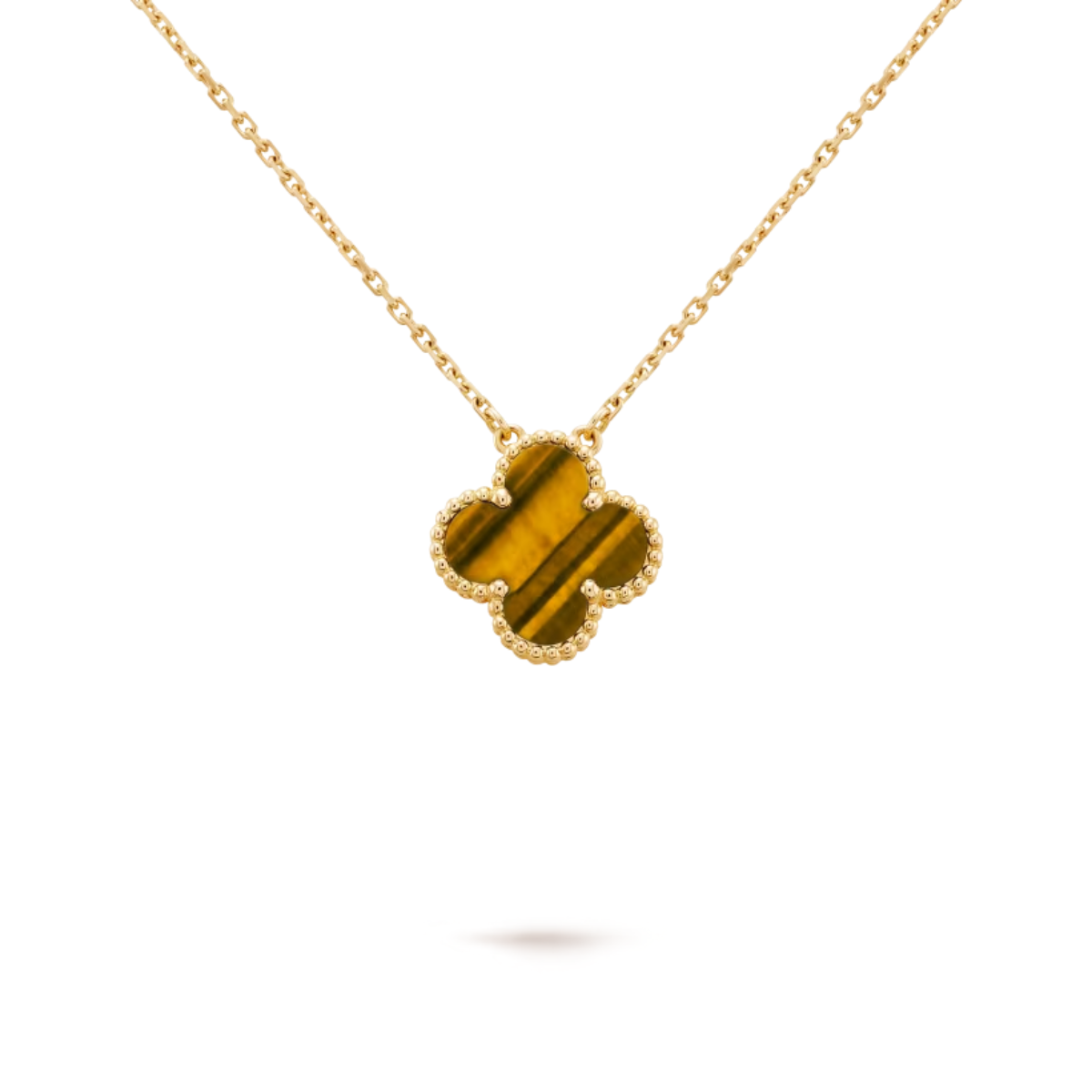 Colar Vintage Alhambra Pingente Único Trevo Marrom - Ouro 18K