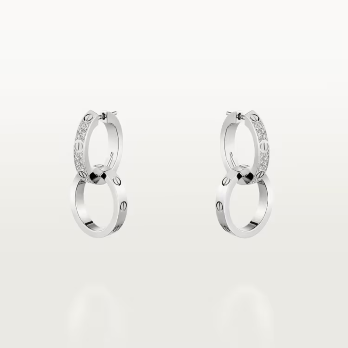 Brinco love argola duplo cravejado - Prata 925