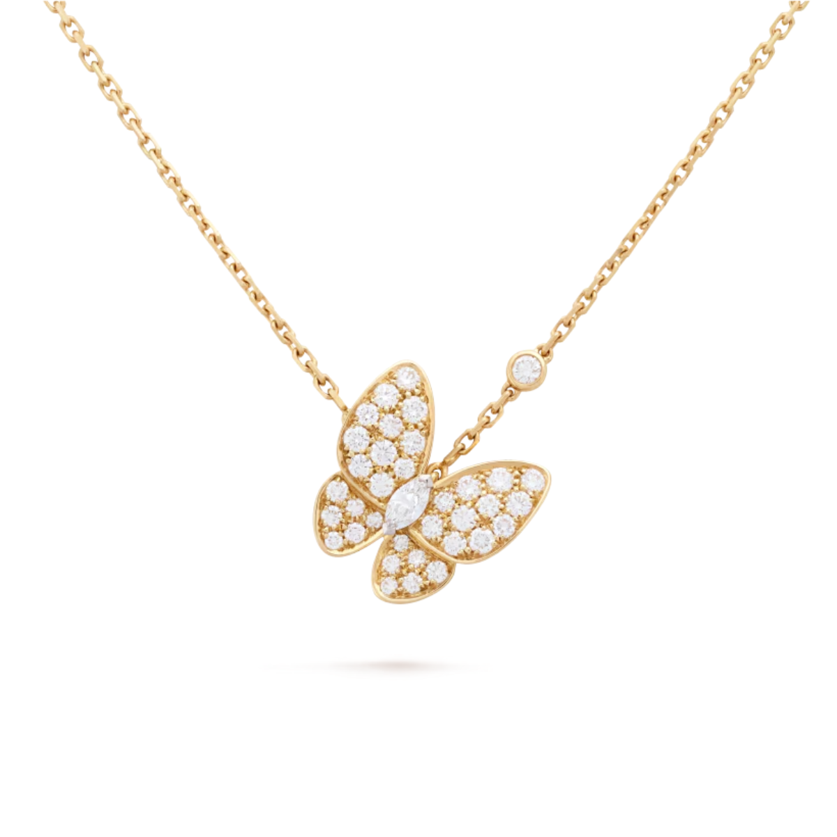 Colar Two Butterfly Pavé Brilhante - Ouro 18K