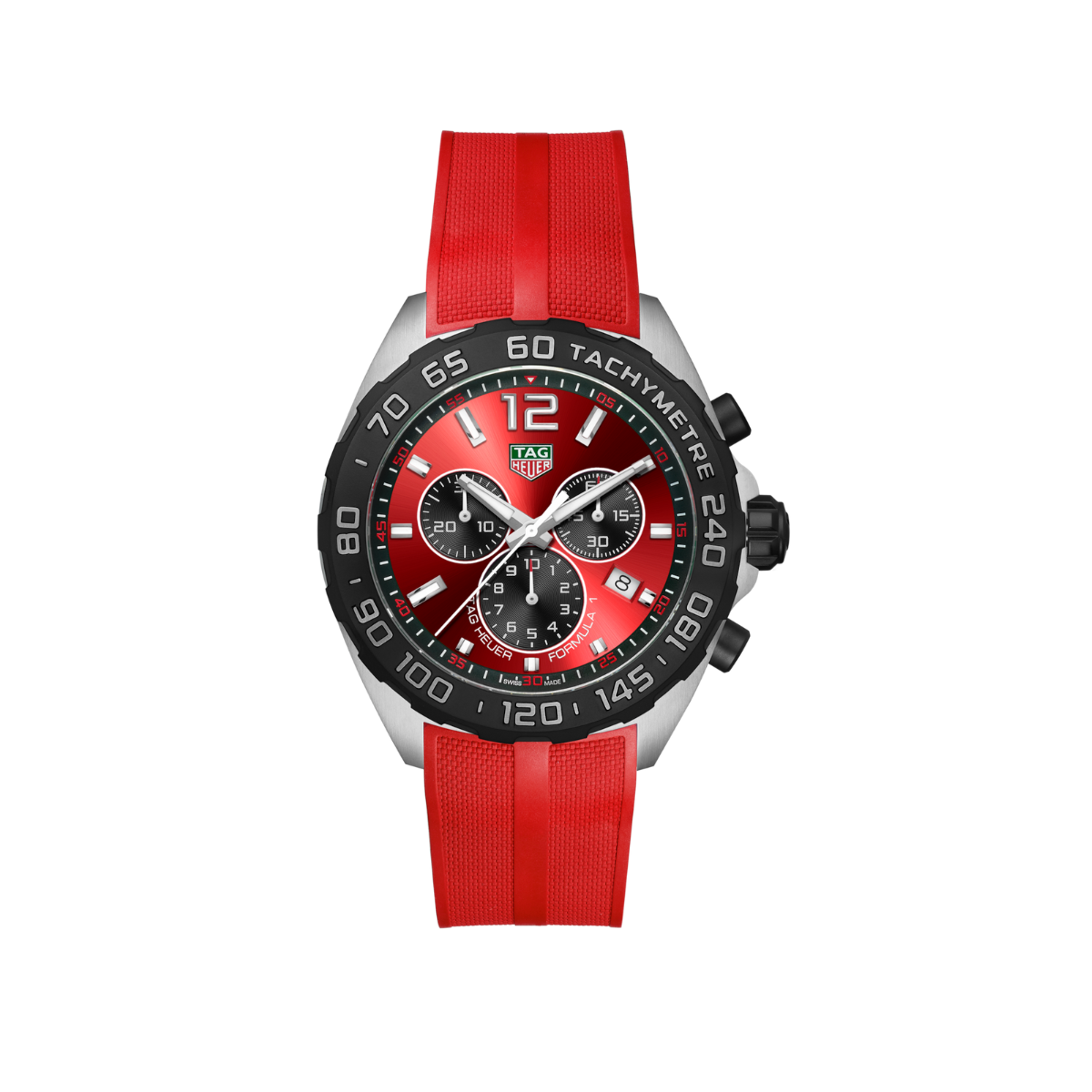 Relógio T.H Formula 1 Tachymetre Fundo Vermelho - Pulseira Borracha