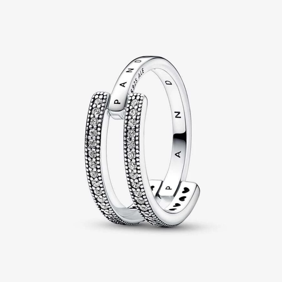 Anel Duplo Sobreposto Pavé - Prata 925
