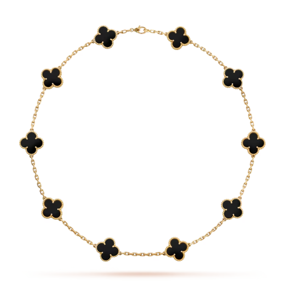 Colar Vintage Alhambra 10 Trevos Preto - Ouro 18K