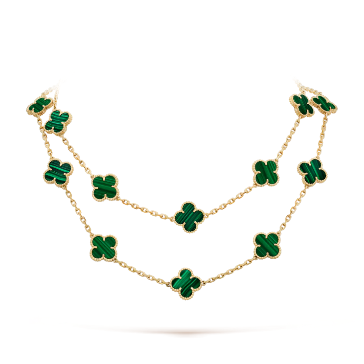 Colar Vintage Alhambra 20 Trevos Verde - Ouro 18K