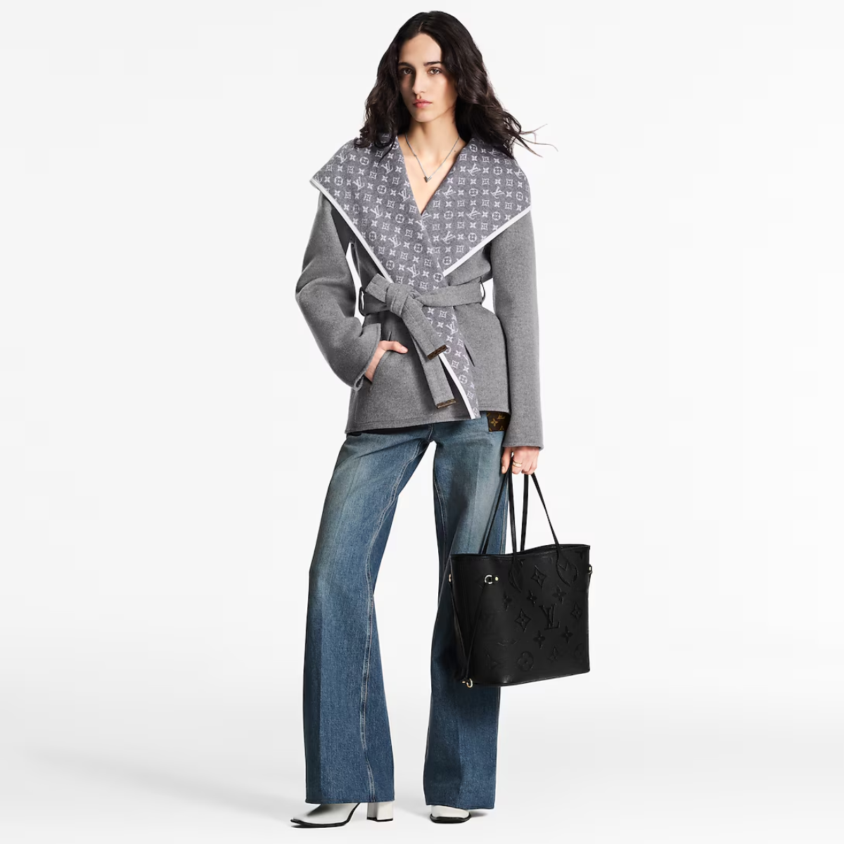 Bolsa LV Tote Neverfull MM Preto