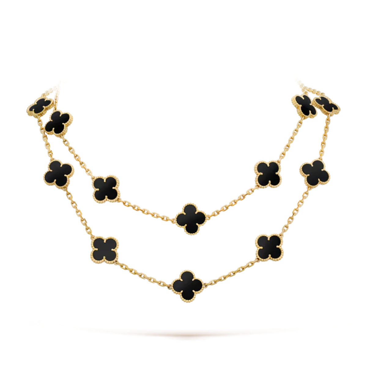 Colar Vintage Alhambra 20 Trevos Preto - Ouro 18K