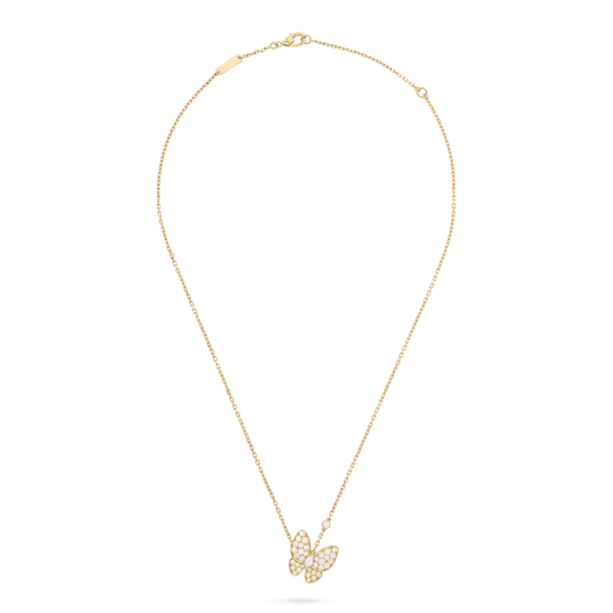 Colar Two Butterfly Pavé Brilhante - Ouro 18K