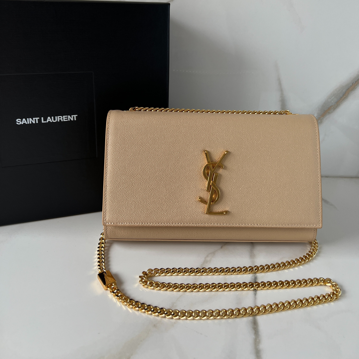 Bolsa YSL Kate Pequena Bege