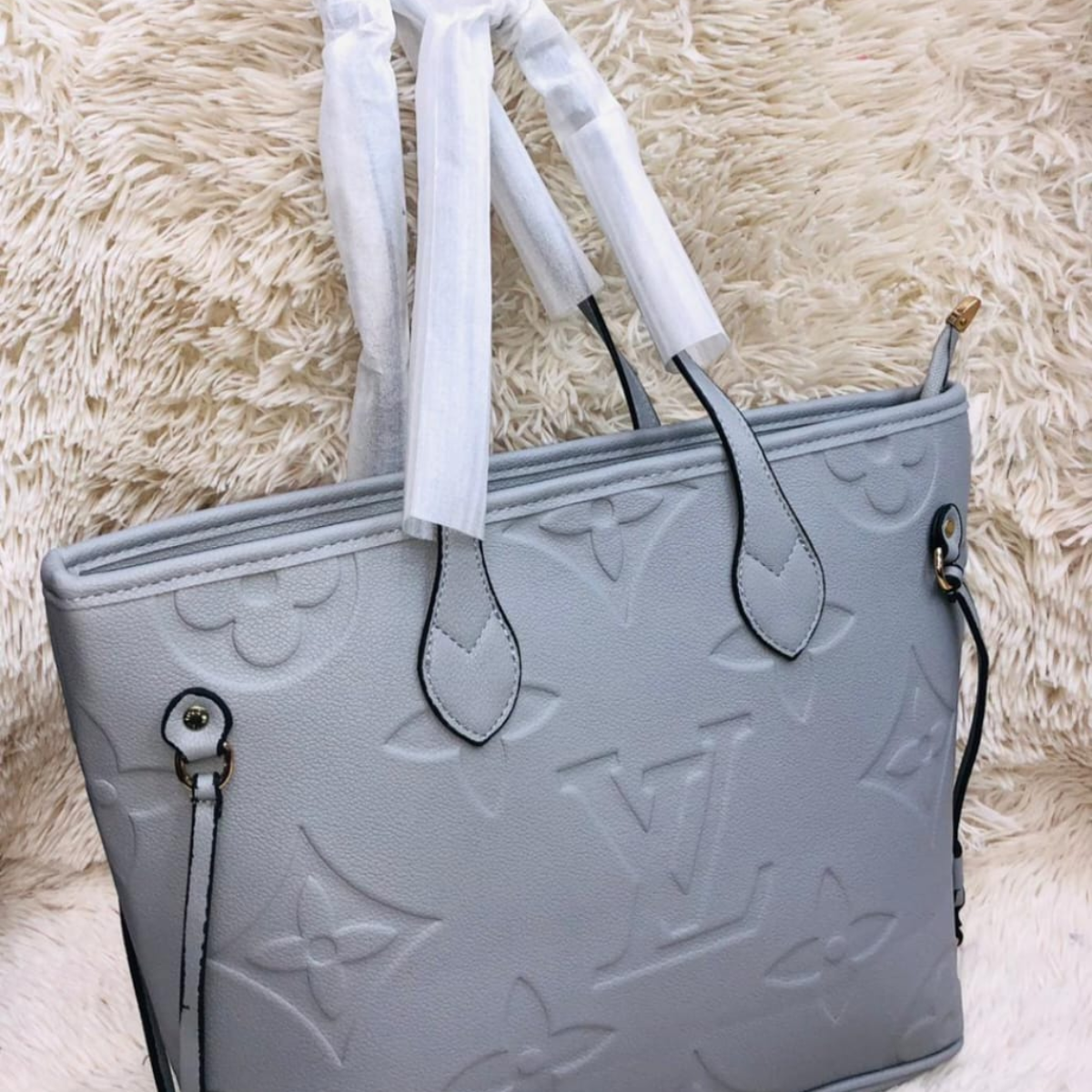 Bolsa LV Tote Neverfull MM Cinza