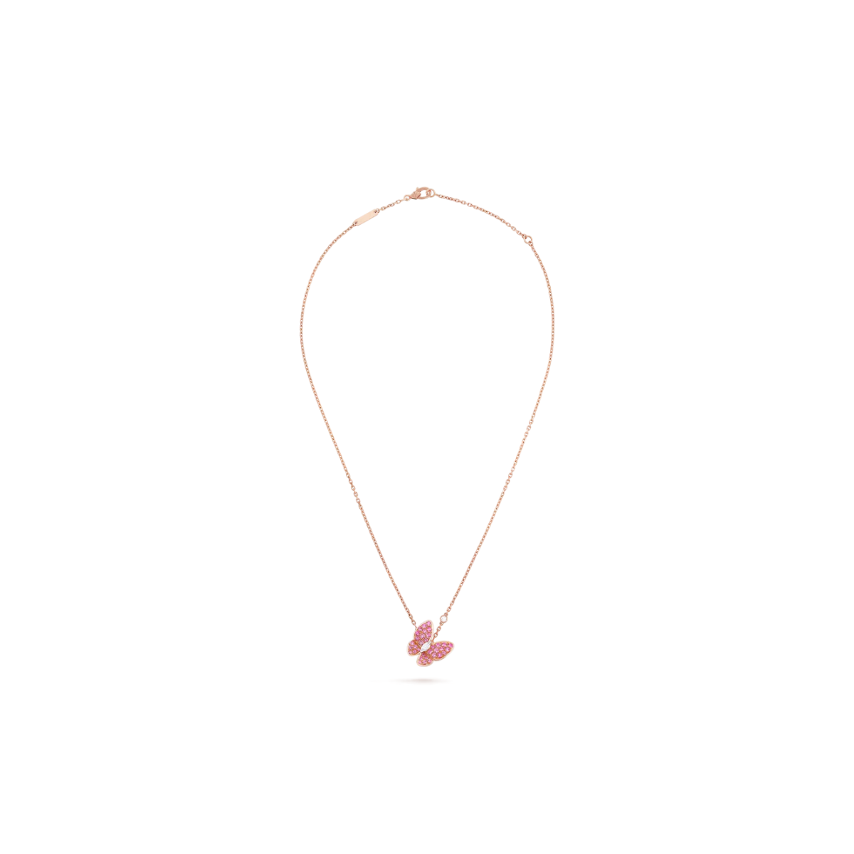 Colar Two Butterfly Pavé Rosa - Ouro 18K