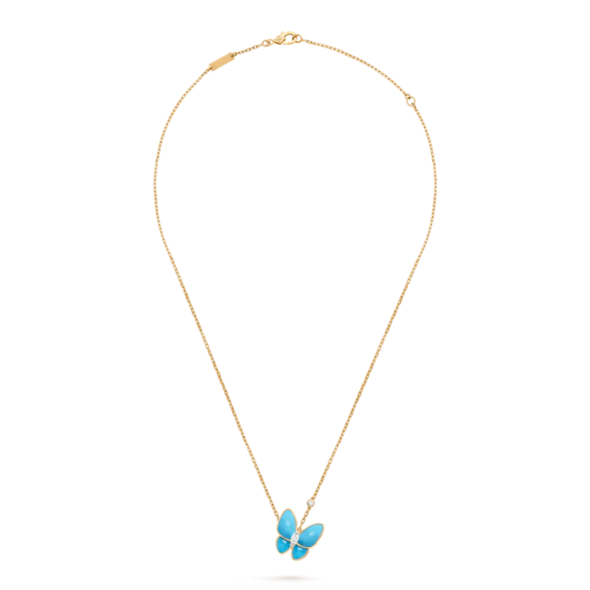 Colar Two Butterfly Cerâmica Azul - Ouro 18K