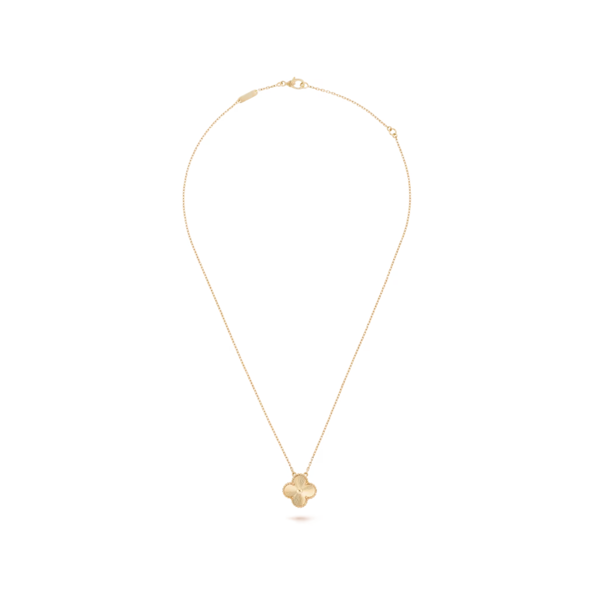 Colar Vintage Alhambra Pingente Único Trevo Brilhante - Ouro 18K