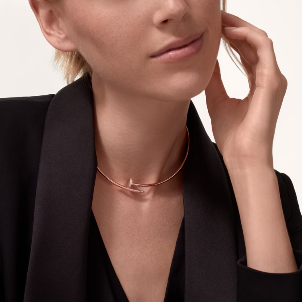 Colar Choker Prego Just Un Clou Cravejado - Ouro Rose