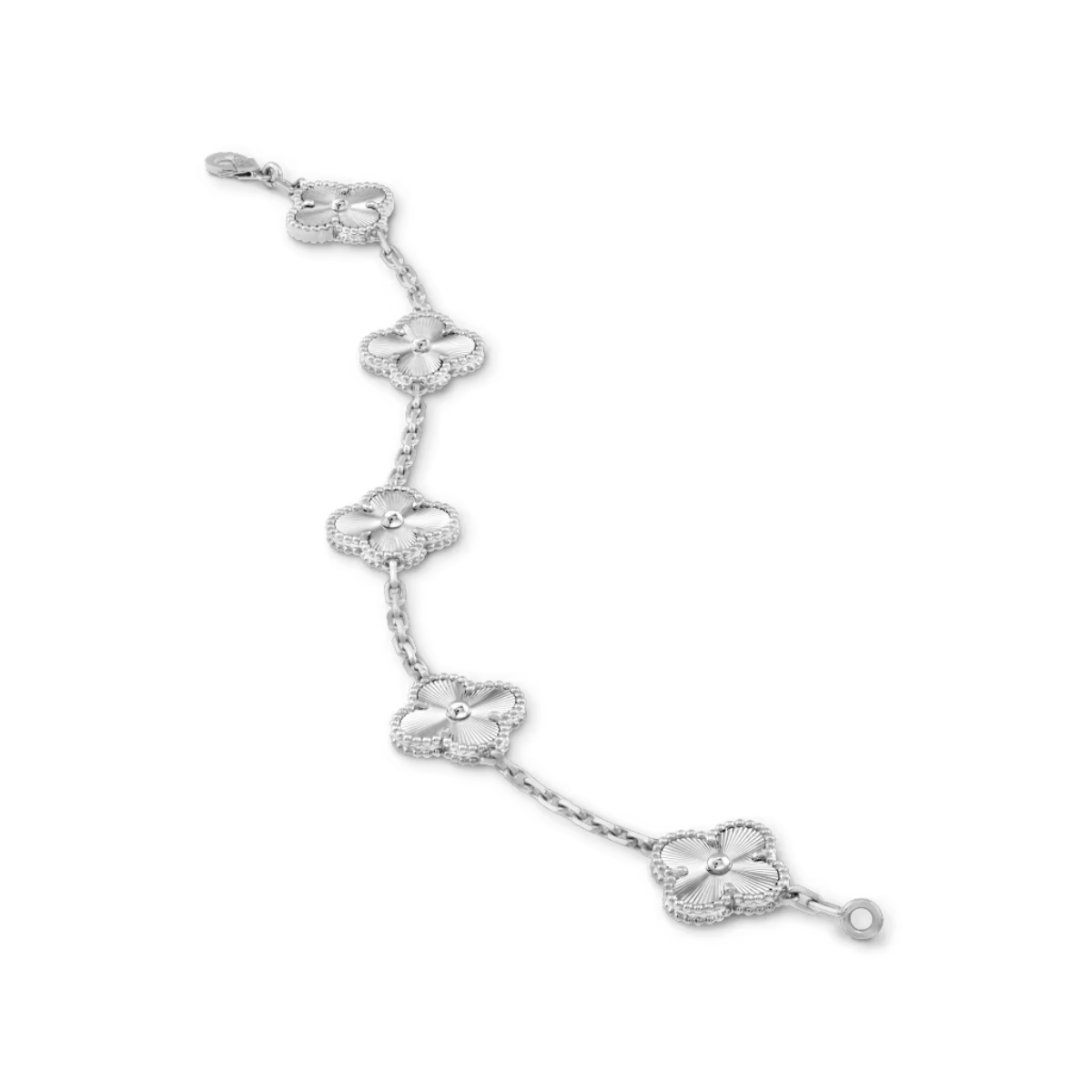 Pulseira Alhambra 5 Trevos Brilhantes - Prata de Lei