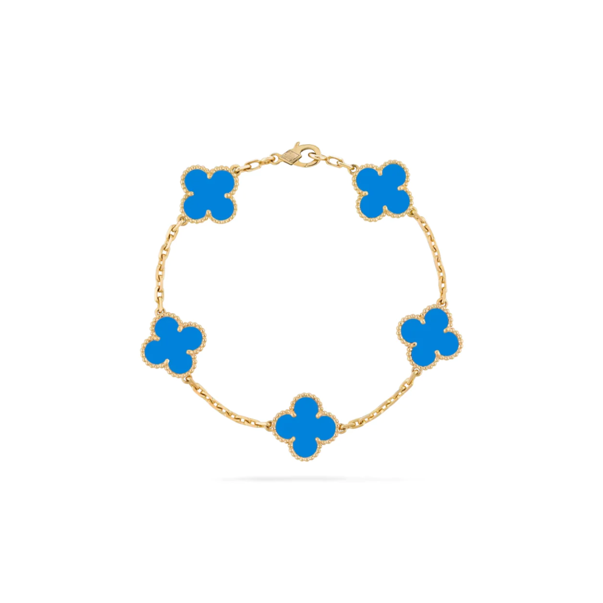 Conjunto Alhambra Trevo Colar 10 Trevos e Pulseira Azul - Ouro 18K