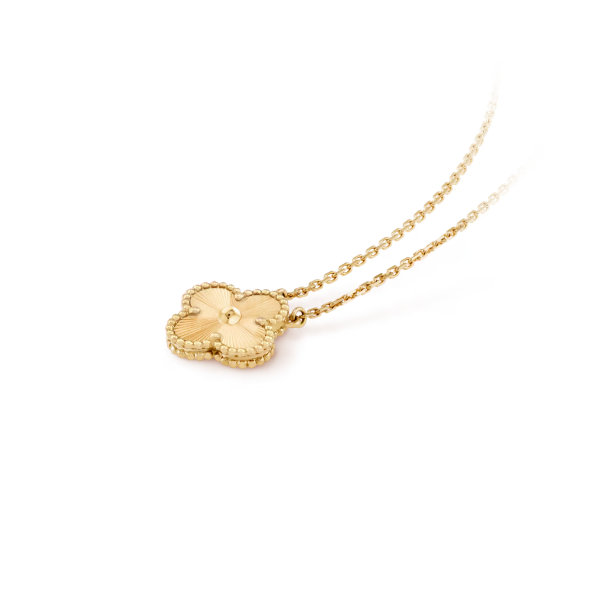 Colar Vintage Alhambra Pingente Único Trevo Brilhante - Ouro 18K