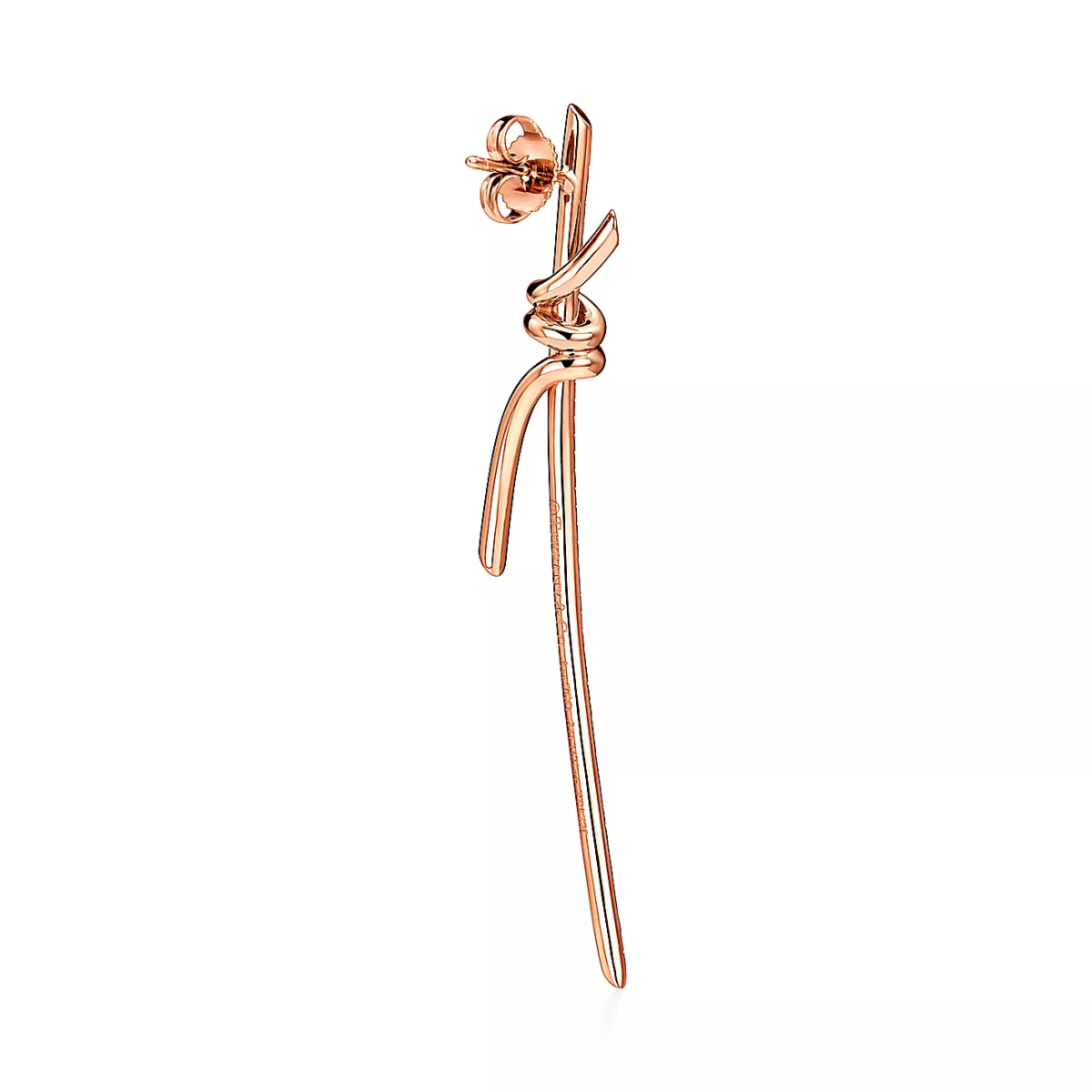 Brinco Knot Nó Cravejado Longo - Ouro Rose
