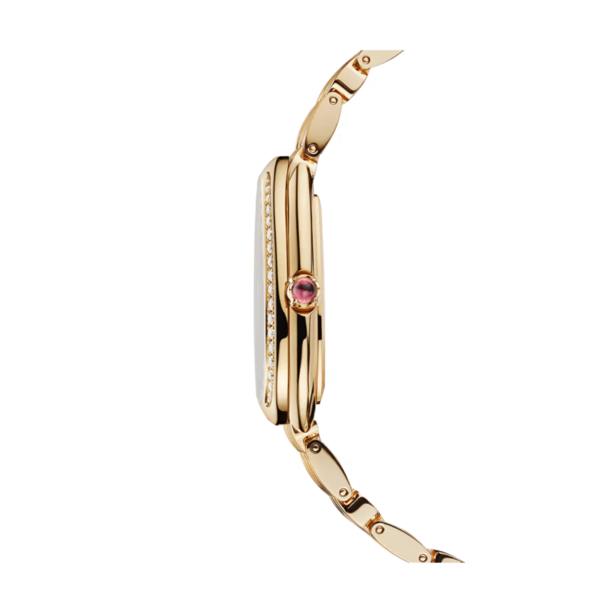 Relogio Serpenti Cravejado Fundo Branco - Ouro 18K