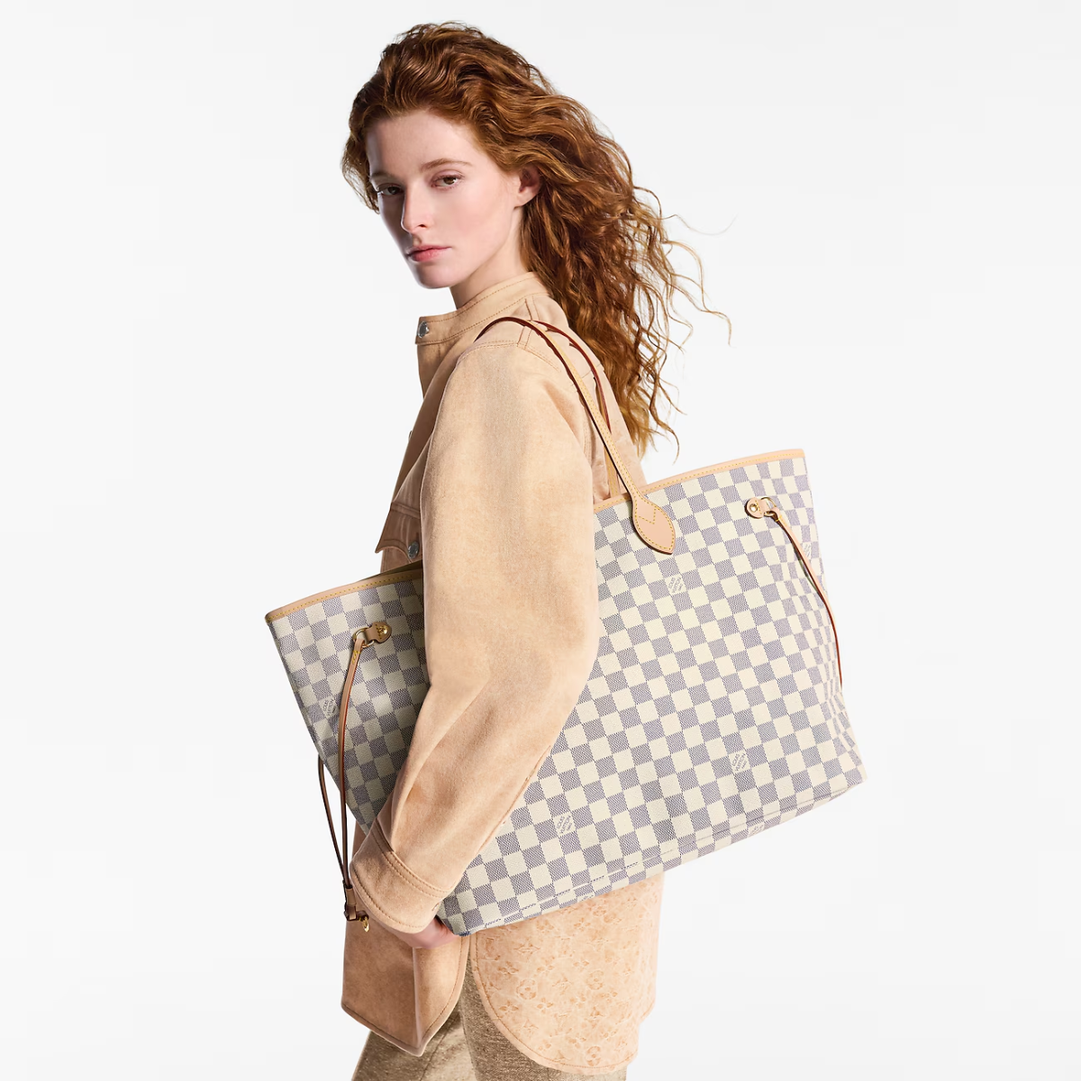 Bolsa LV Neverfull Grande Xadrez Claro