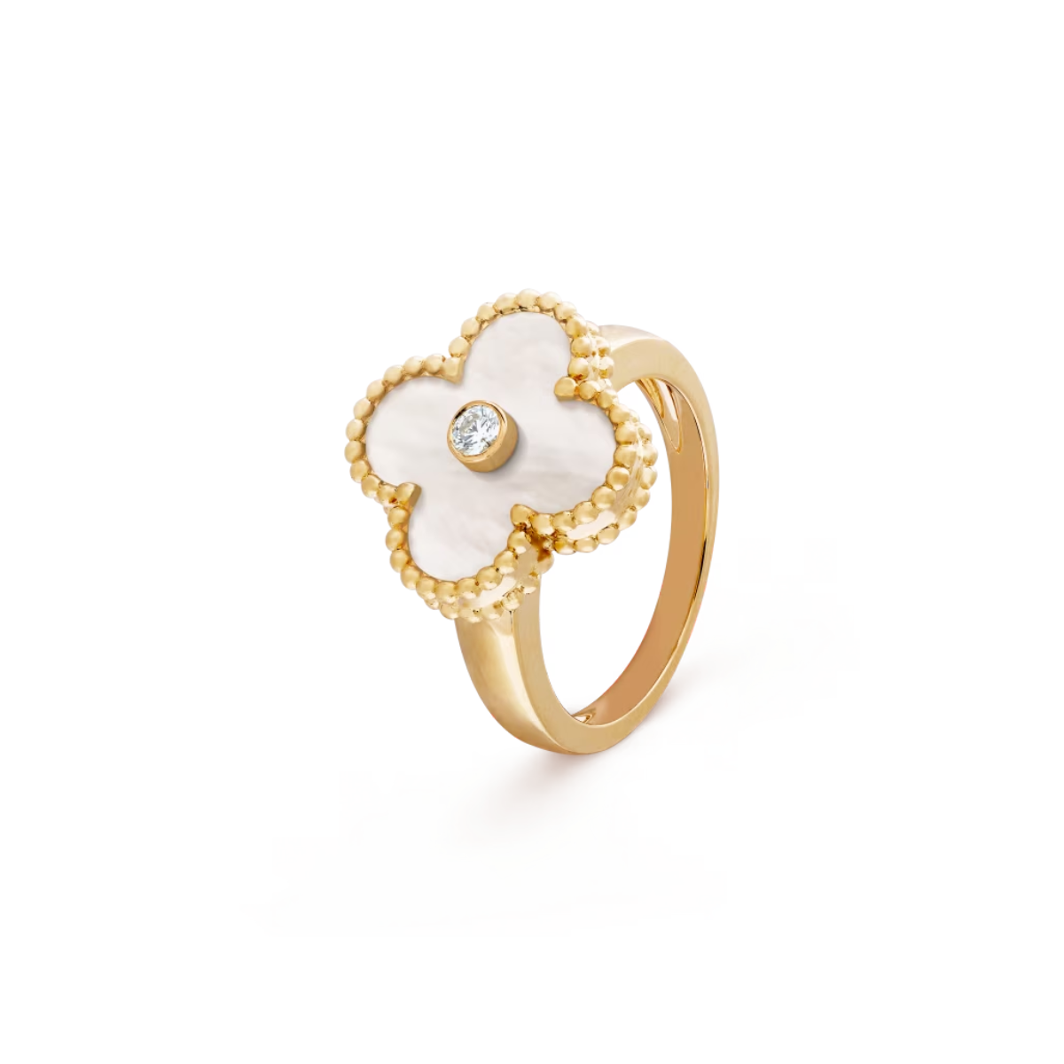 Anel Vintage Alhambra Branco - Ouro 18K