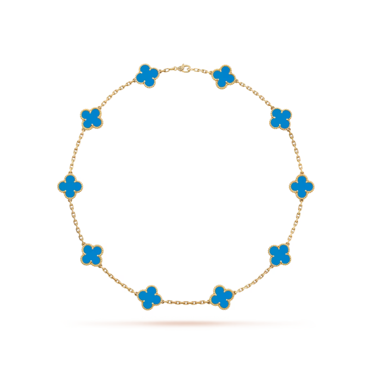 Colar Vintage Alhambra 10 Trevos Azul - Ouro 18K