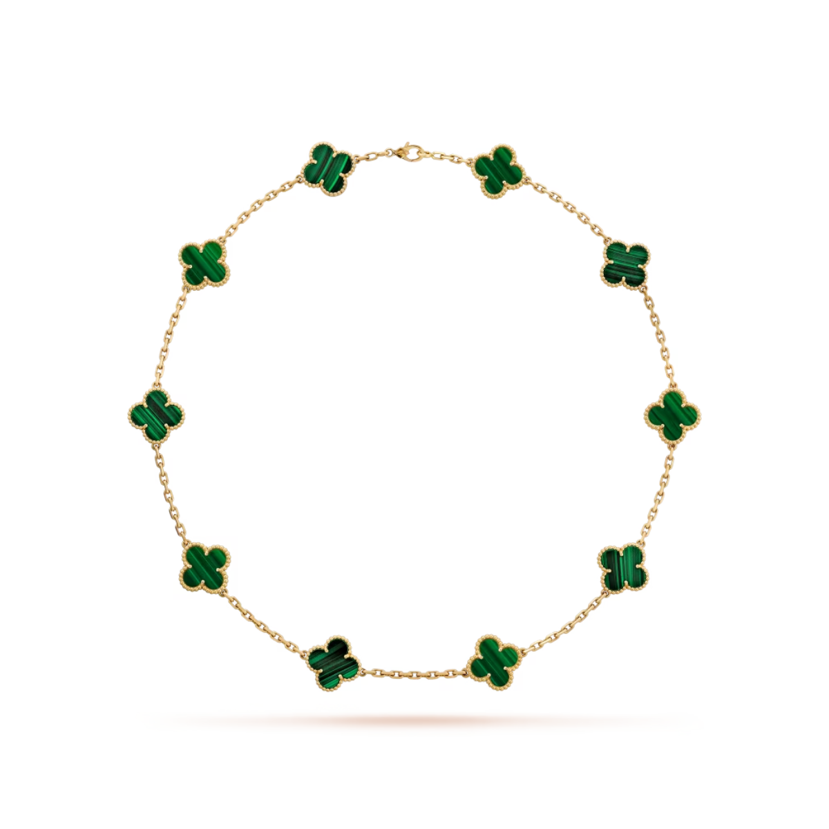 Colar Vintage Alhambra 10 Trevos Verde - Ouro 18K