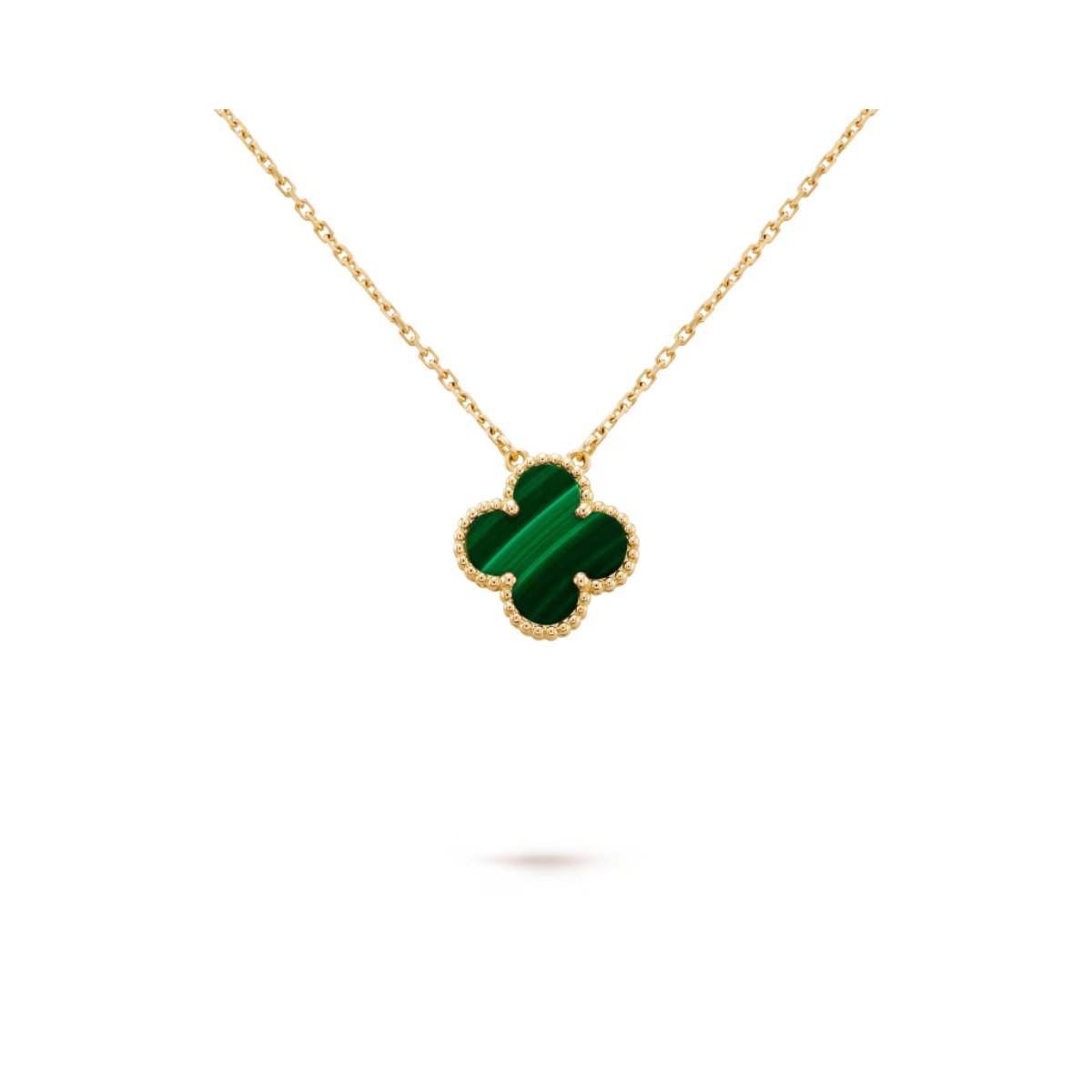 Colar Vintage Alhambra Pingente Único Trevo Verde - Ouro 18K