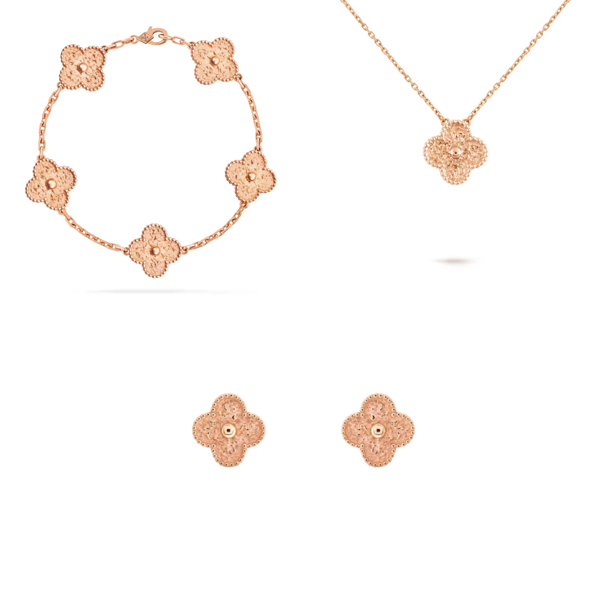 Conjunto Alhambra Trevo Colar, Pulseira e Brinco Discovery - Ouro Rose