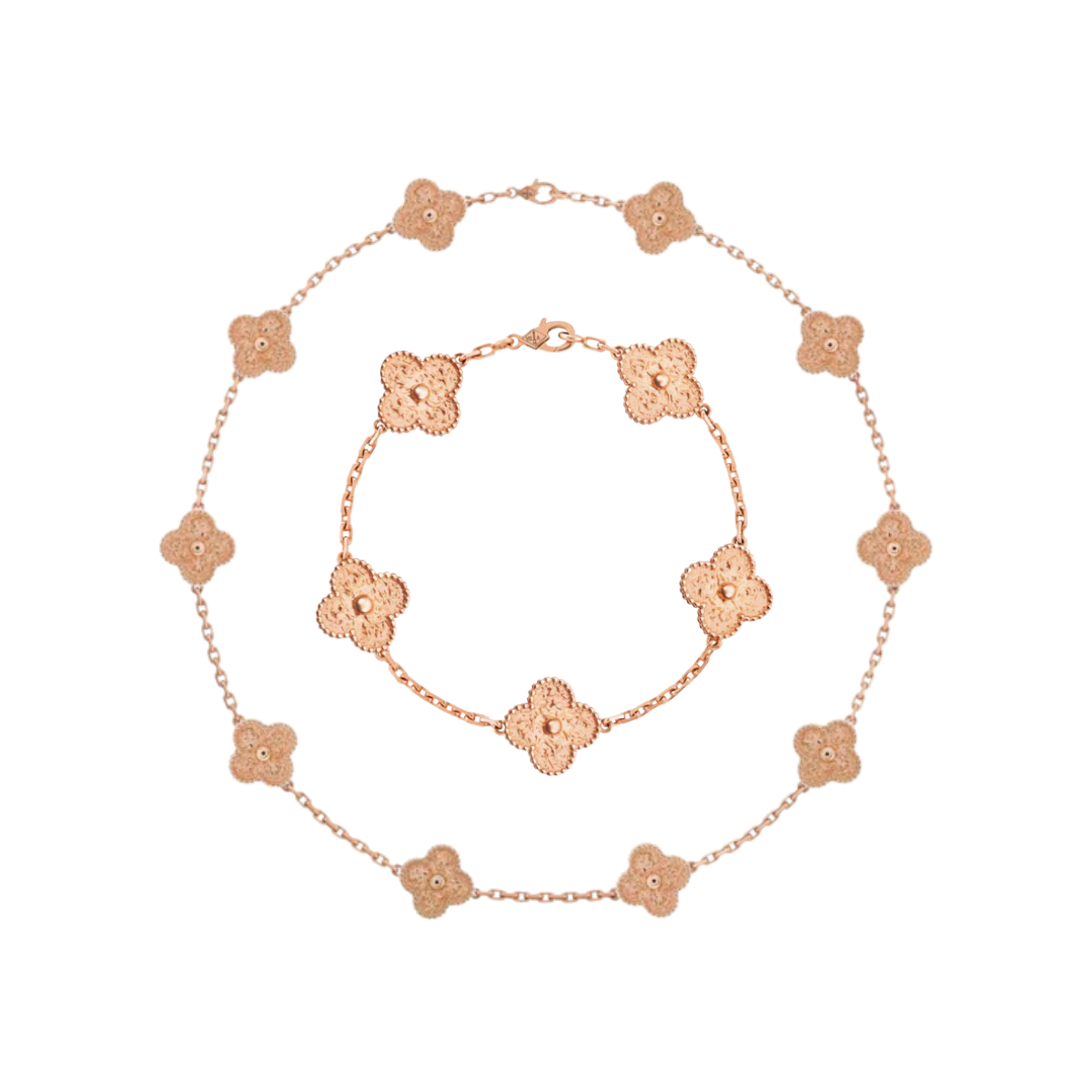 Conjunto Alhambra Trevo Colar 10 trevos e Pulseira Discovery - Ouro Rose